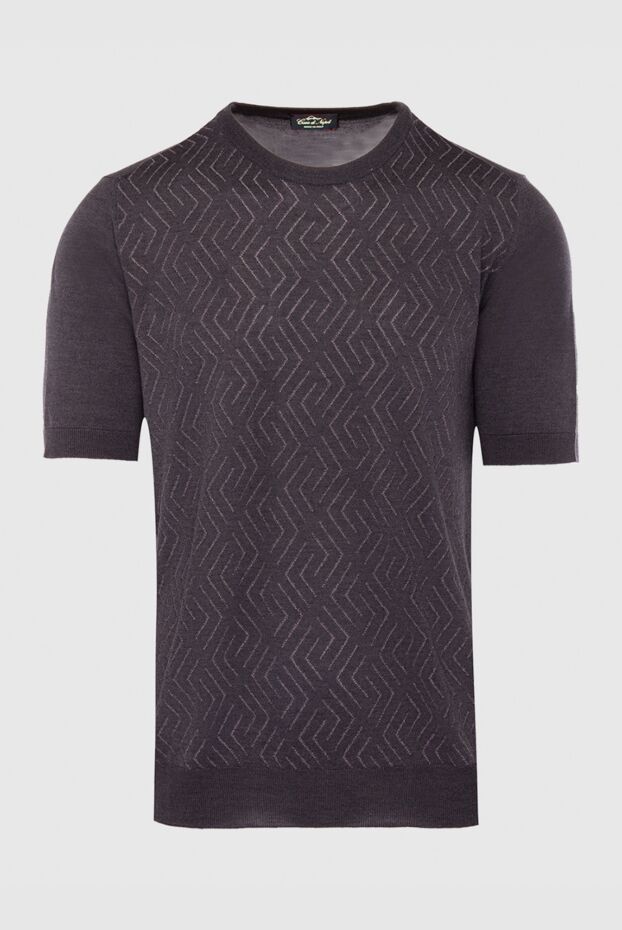 Cesare di Napoli dark brown silk short-sleeve jumper with pattern for men 168427 - photo 1