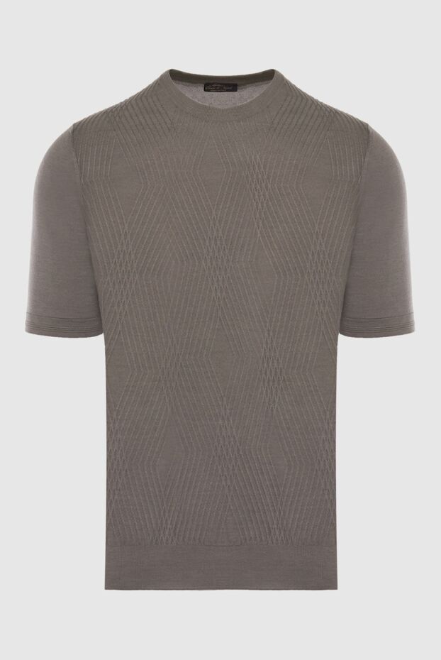 Cesare di Napoli patterned brown short-sleeve jumper made of silk and cotton for men 168430 - photo 1