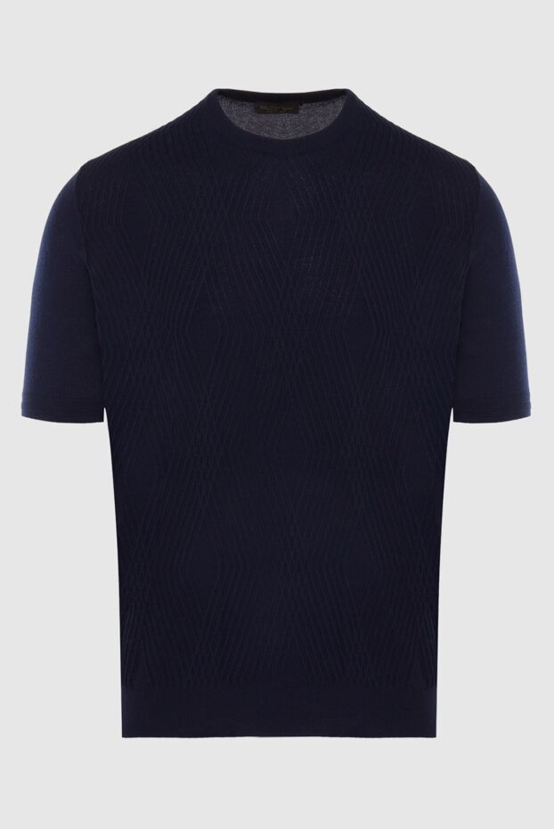 Cesare di Napoli dark blue jumper in silk-cotton yarn with geometric knit
168432 - photo 1