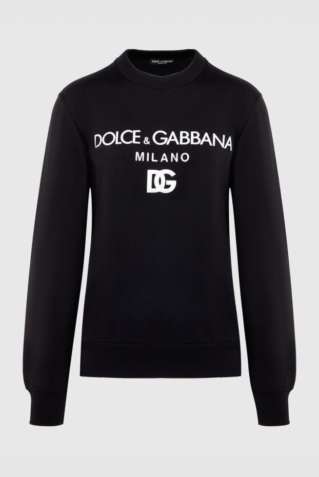 Dolce & Gabbana ерлерге арналған қара басылған мақтадан жасалған свиттері 168485 - фото 1