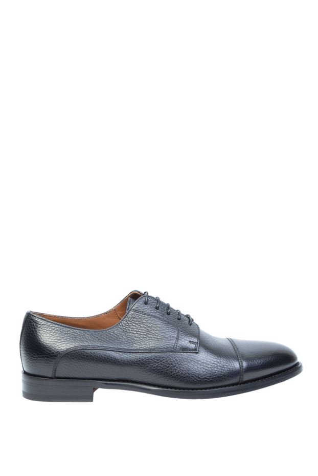 Doucal`s blue textured leather cap-toe derby shoes for men 168498 - photo 1