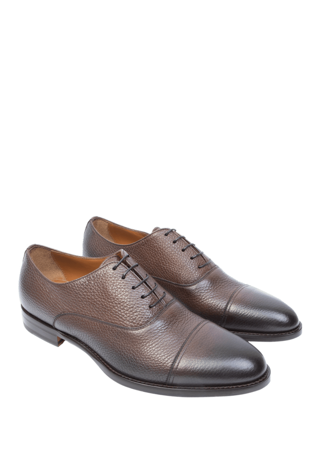 Doucal`s туфли оксфорды cap-toe коричневые фактурно кожаные мужские 168510 - фото 3