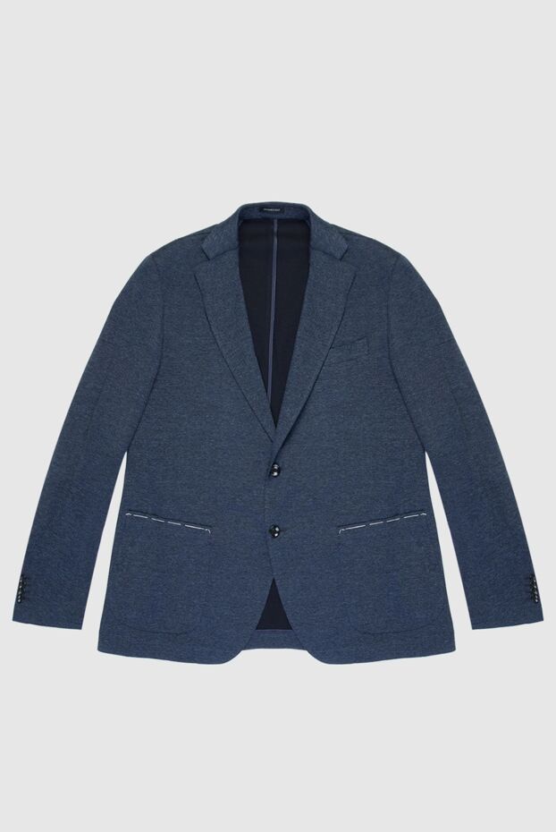 Sartoria Latorre blue knit jacket with contrast basting and patch pockets 168514 - photo 1