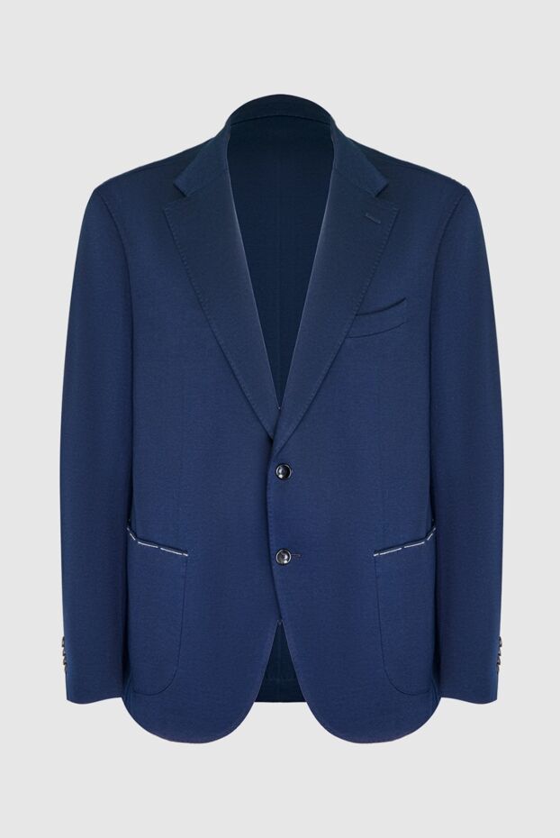 Sartoria Latorre deep blue stretch jersey blazer with white stitching 168515 - photo 1