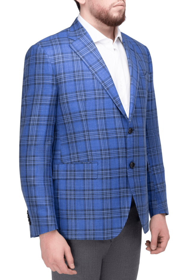 Sartoria Latorre a bright blue wool jacket with a large contrasting check and notched lapels 168519 - photo 3