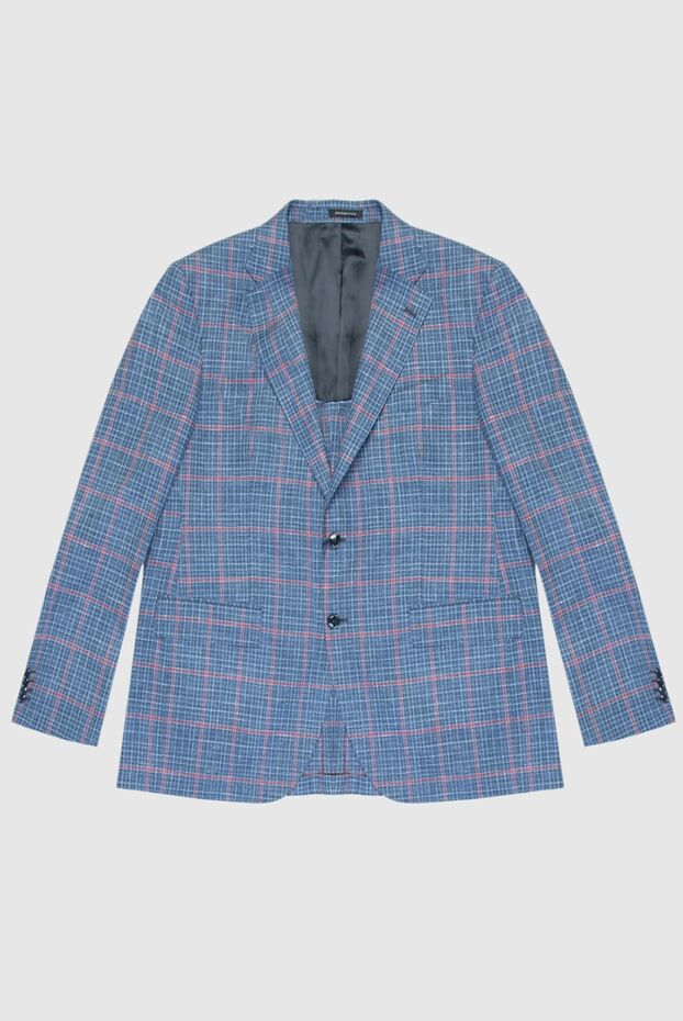 Sartoria Latorre blue and light blue wool jacket with a complex pink check and neapolitan shoulder 168524 - photo 1