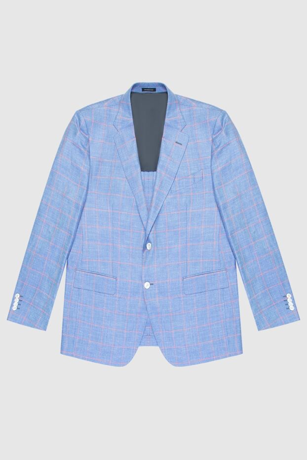 Sartoria Latorre light blue linen jacket with a large pink check and mother-of-pearl buttons 168526 - photo 1