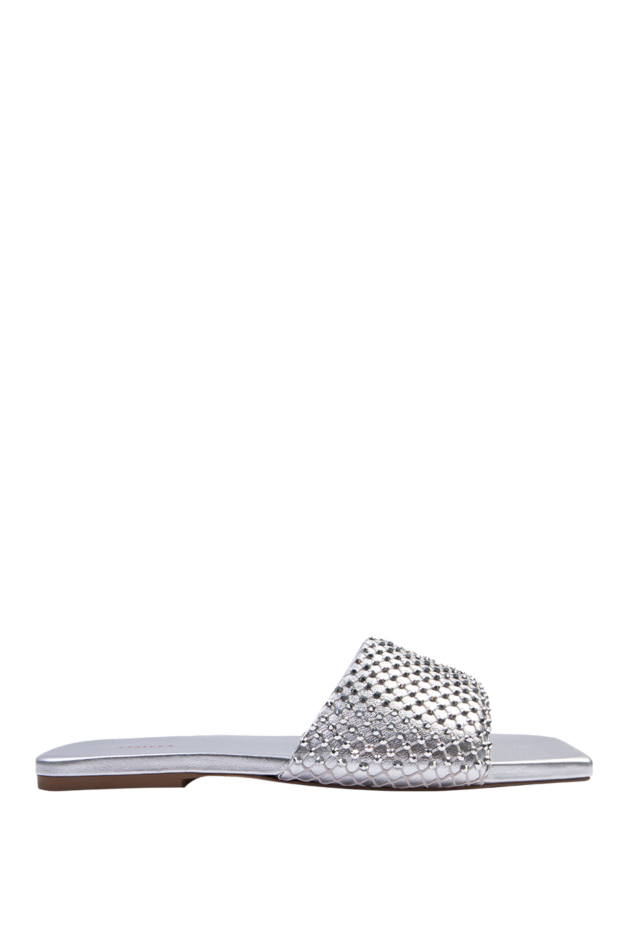 Le Silla women's leather slippers with a square toe silver 168555 - photo 1