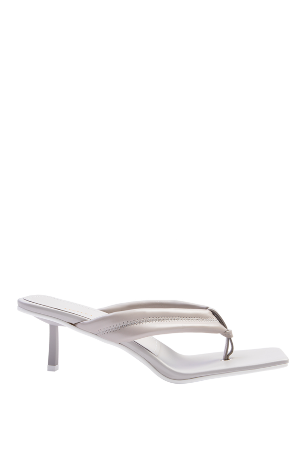 Le Silla тупой тұмсығы бар сұр былғарыдан жасалған әйелдердің мюлдері 168556 - фото 1