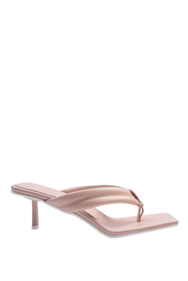 Le Silla тупой тұмсығы бар қызғылт былғарыдан жасалған әйелдердің мюлдері 168557 - фото 1