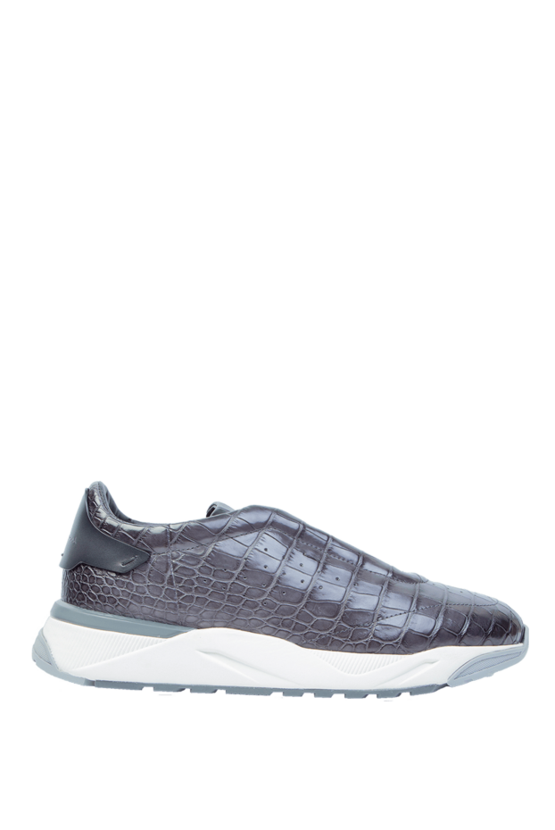 Santoni men's gray crocodile leather sneakers with logo 168559 - photo 1