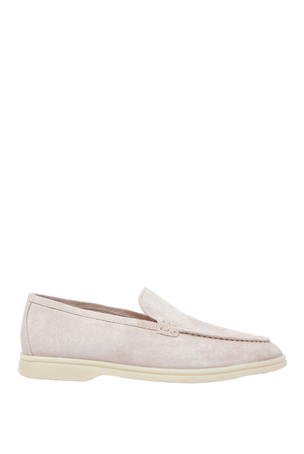 Cesare di Napoli men's light beige suede loafers with white soles 168597 - photo 1