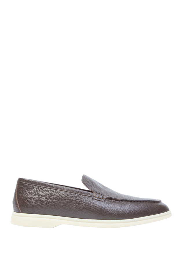 Cesare di Napoli brown grain leather loafers with contrast sole for men 168599 - photo 1