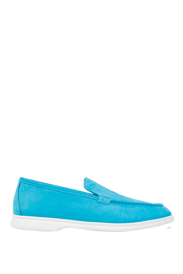 Cesare di Napoli summer suede loafers in a rich turquoise color with a flexible sole 168605 - photo 1