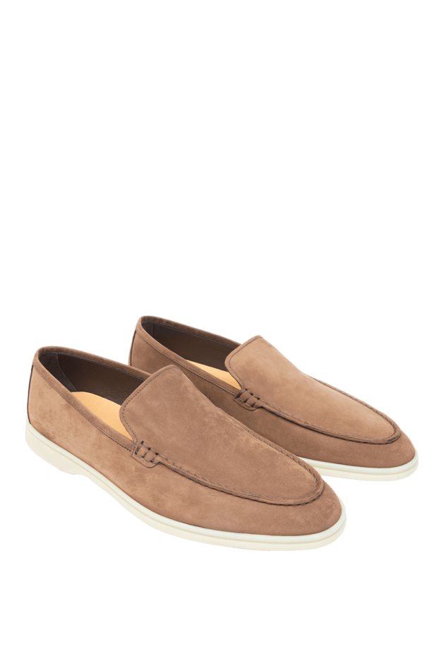 Cesare di Napoli лоферы из нубука коричневые мужские 168606 - фото 3