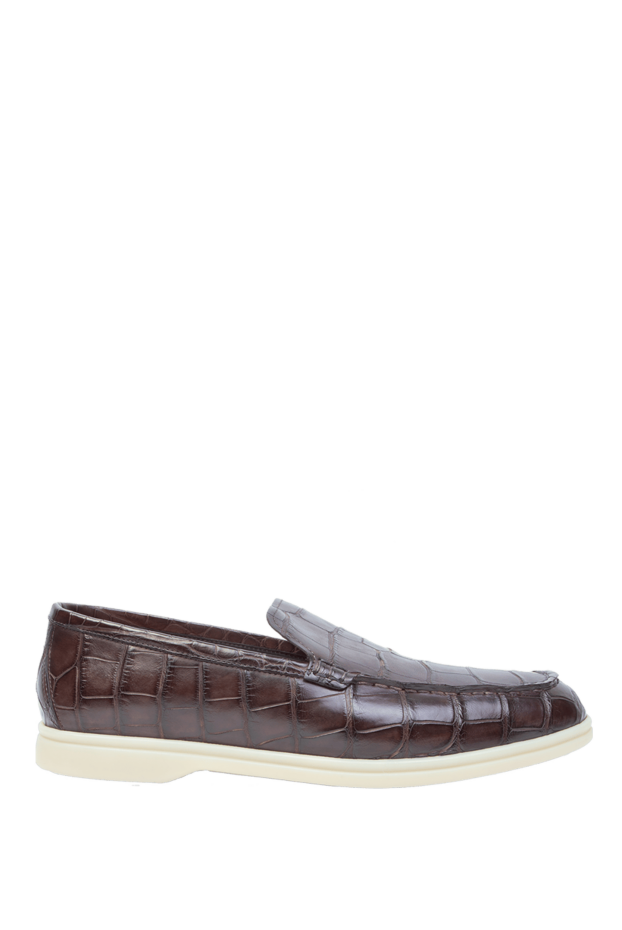 Cesare di Napoli brown alligator leather loafers with contrast sole for men 168612 - photo 1