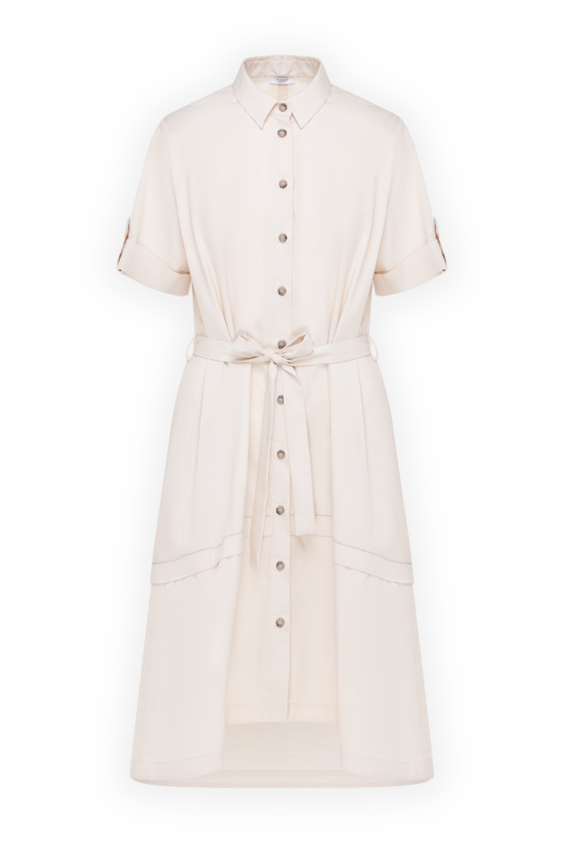 Peserico shirt dress with a belt and short sleeves beige women's 168627 - photo 1