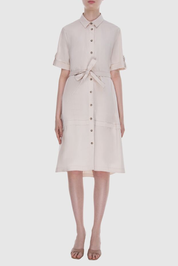 Peserico shirt dress with a belt and short sleeves beige women's 168627 - photo 2