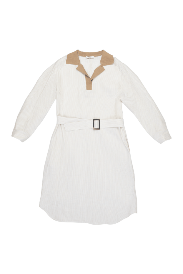 Peserico white striped dress with a contrasting neckline women's 168686 - photo 1