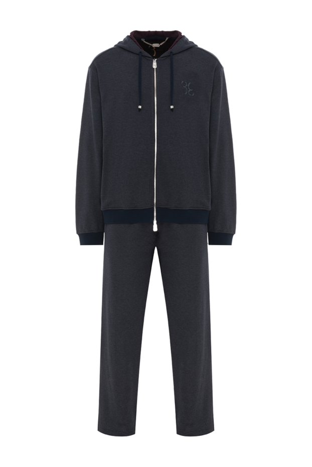 Billionaire men’s dark blue silk tracksuit with embroidered logo 168725 - photo 1