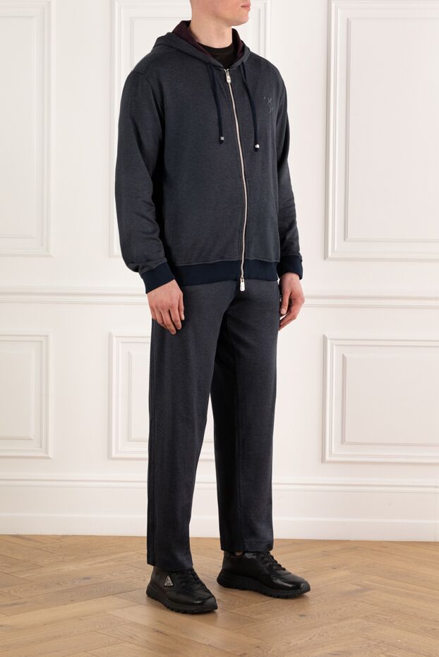 Billionaire men’s dark blue silk tracksuit with embroidered logo 168725 - photo 3