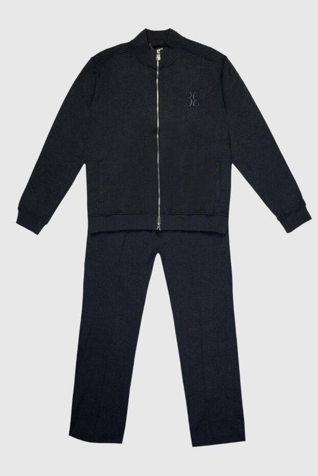 Billionaire men’s dark grey silk tracksuit with stand-up collar and embroidered logo 168726 - photo 1
