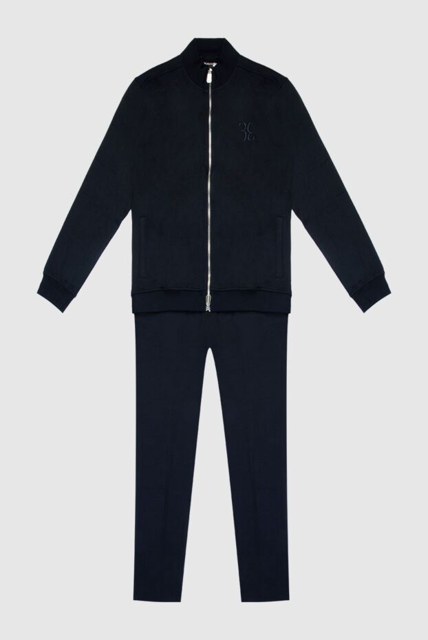 Billionaire men’s dark blue silk tracksuit with stand-up collar and brand emblem 168729 - photo 1
