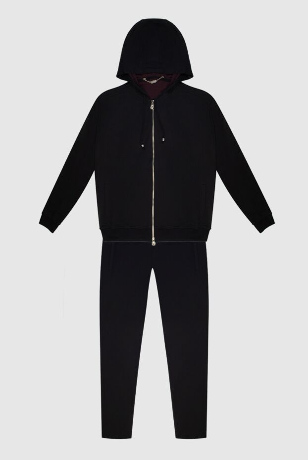 Billionaire men's dark blue silk tracksuit with a hood 168731 - photo 1