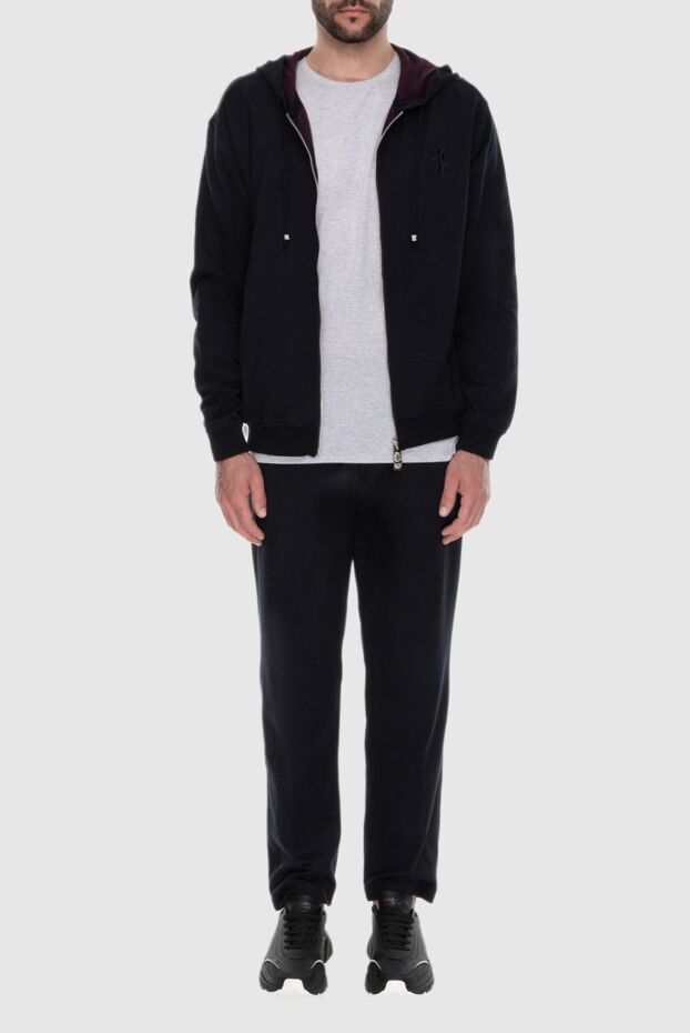 Billionaire men's dark blue silk tracksuit with a hood 168731 - photo 2