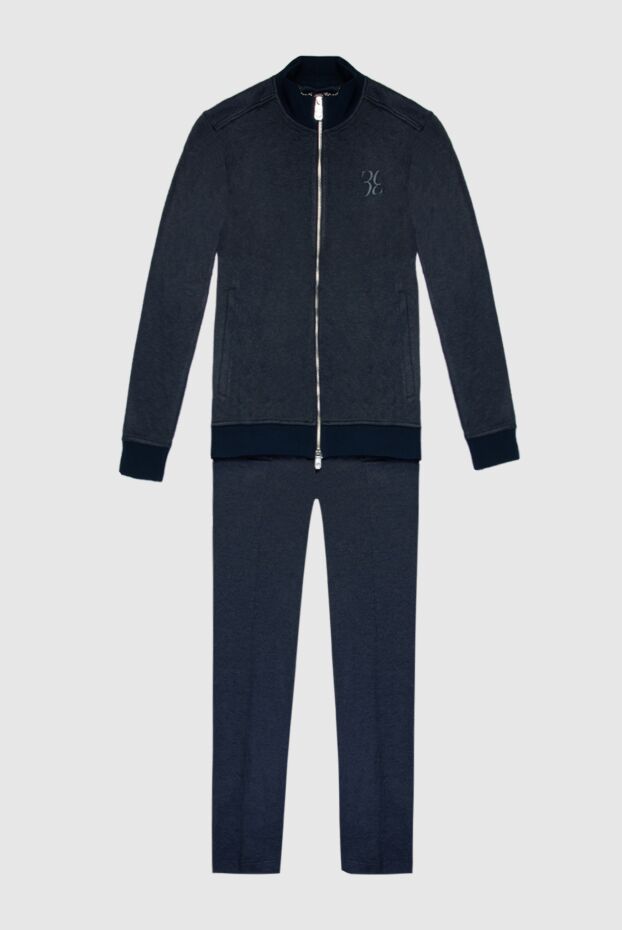 Billionaire men’s dark blue silk tracksuit with stand-up collar and contrast zipper 168732 - photo 1