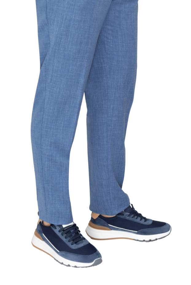 Brunello Cucinelli men's sneakers made of a combination of suede, leather and textile in dark blue 168872 - photo 2