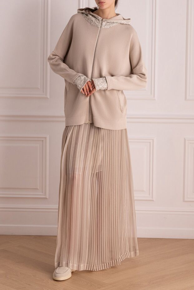Brunello Cucinelli beige silk skirt for women 168906 - photo 2