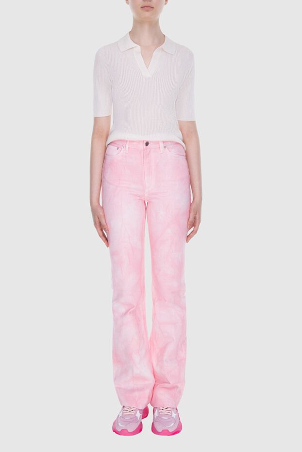 Alessandra Rich women's straight fit cotton jeans with pink marble effect 168946 - photo 2