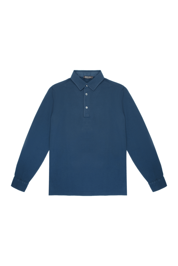 Loro Piana поло с длинным рукавом из хлопка синее мужское с длинным рукавом 169007 - фото 1