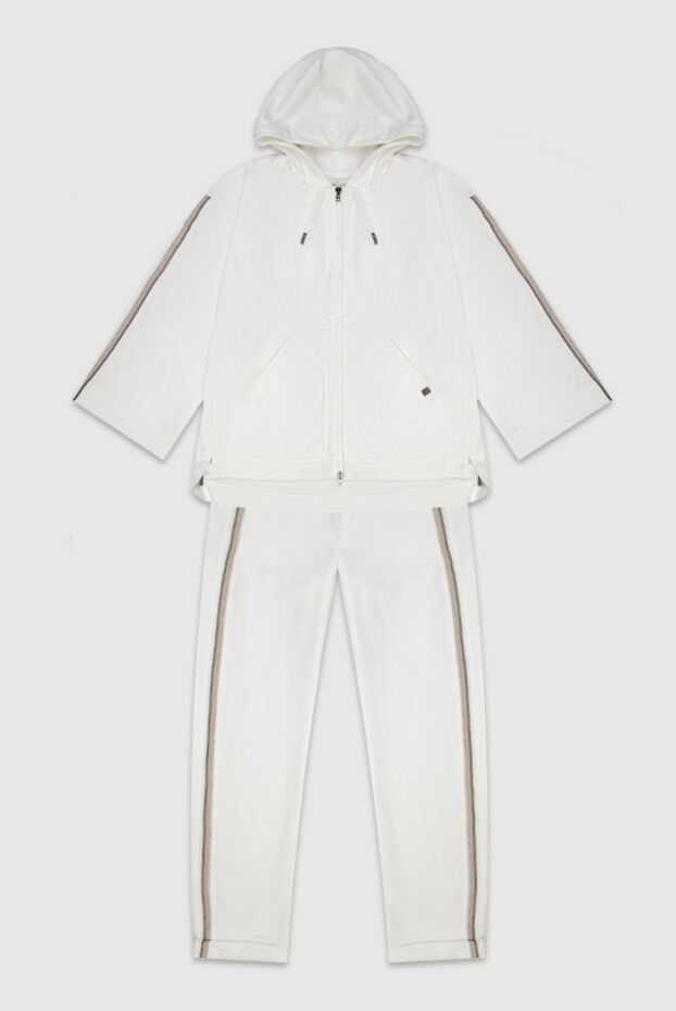 Panicale white women's cotton suit with a hood and contrasting stripes 169098 - photo 1