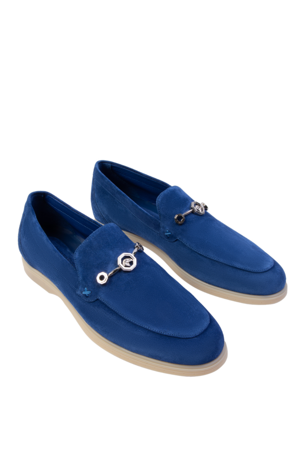 Stefano Ricci лоферы из нубука ярко синие с металлической фурнитурой
 169116 - фото 3