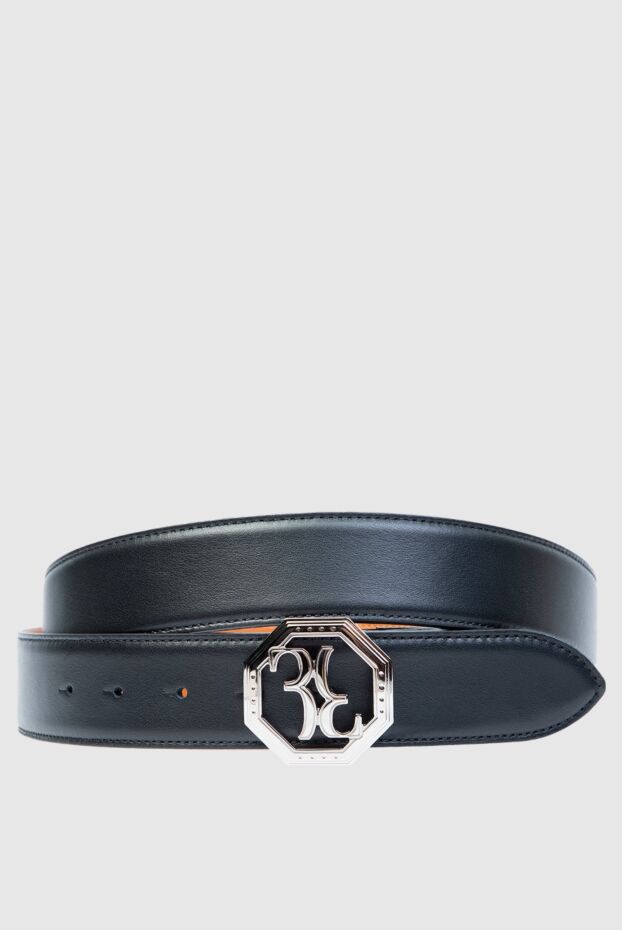 Billionaire black leather belt with logo buckle for men 169129 - photo 1