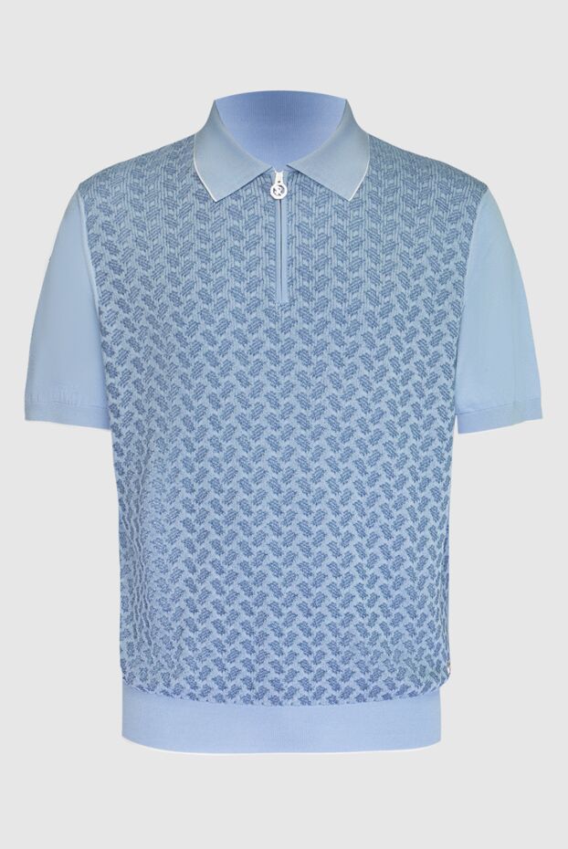 Stefano Ricci light blue jersey polo shirt with a jacquard pattern and a contrasting turn-down collar 169143 - photo 1
