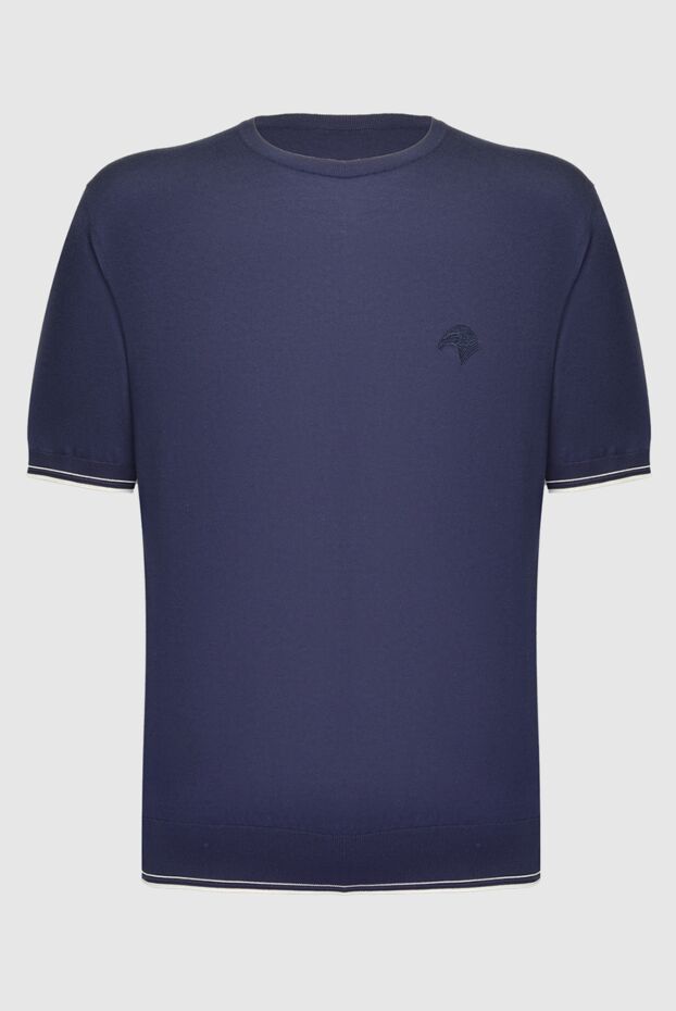 Stefano Ricci blue cotton jumper with short sleeves and embroidery 169159 - photo 1