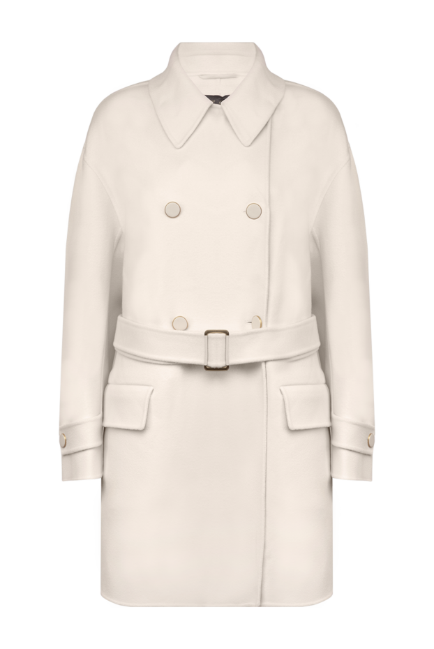 Belted cashmere coat with patch pockets in cream - photo 1