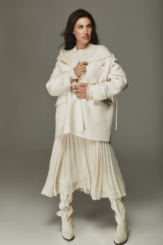 Belted cashmere coat with patch pockets in cream - photo 2