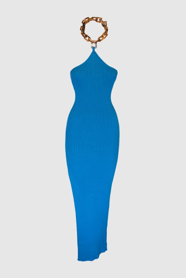 Giuseppe Di Morabito blue fitted cotton ribbed dress with a chain strap women's 169260 - photo 1