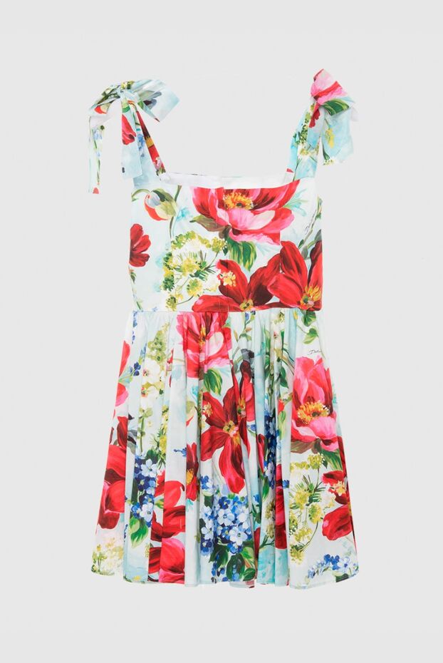 Dolce & Gabbana платье хлопковое в красный цветочный узор женское 169320 - фото 1