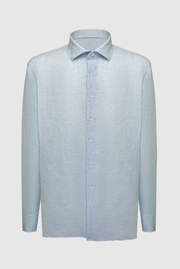 Alessandro Gherardi men's pastel aquamarine linen shirt with a turn-down collar 169358 - photo 1