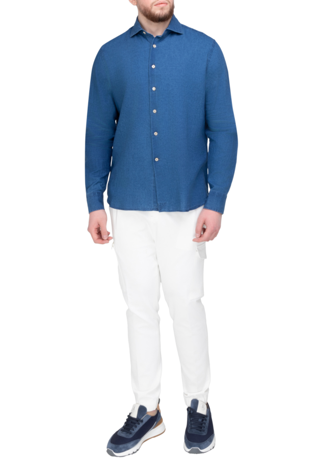 Alessandro Gherardi men's shirt in a classic indigo shade made from ultra-soft linen 169363 - photo 2