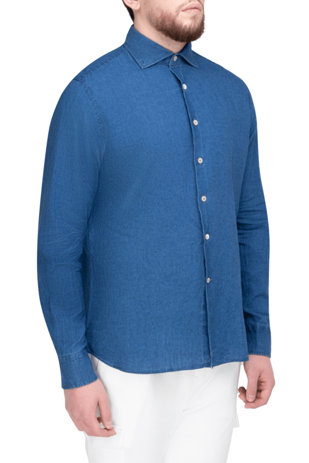 Alessandro Gherardi men's shirt in a classic indigo shade made from ultra-soft linen 169363 - photo 3