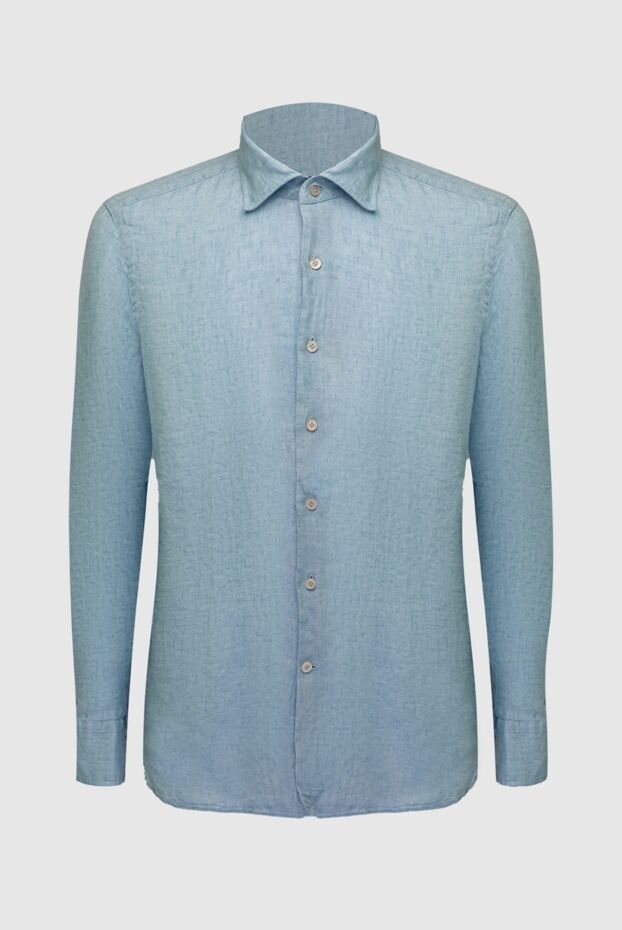 Alessandro Gherardi men's linen shirt in pastel sky blue with a classic collar 169366 - photo 1