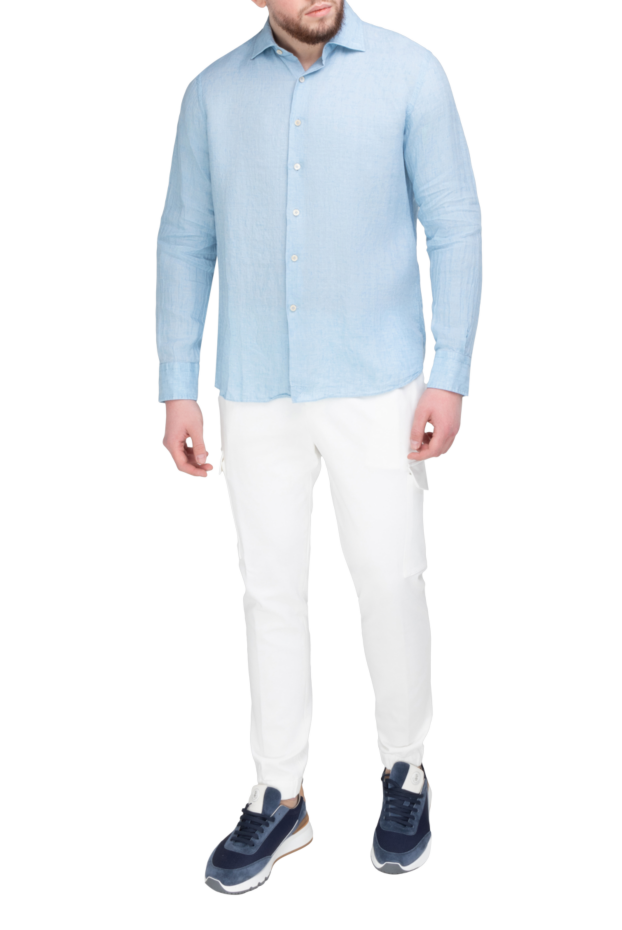 Alessandro Gherardi men's linen shirt in pastel sky blue with a classic collar 169366 - photo 2
