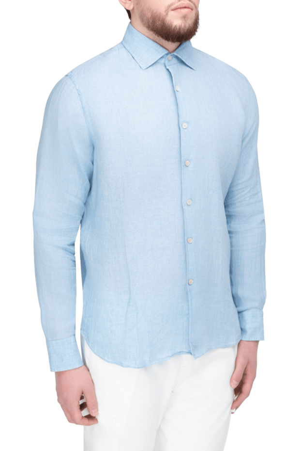 Alessandro Gherardi men's linen shirt in pastel sky blue with a classic collar 169366 - photo 3