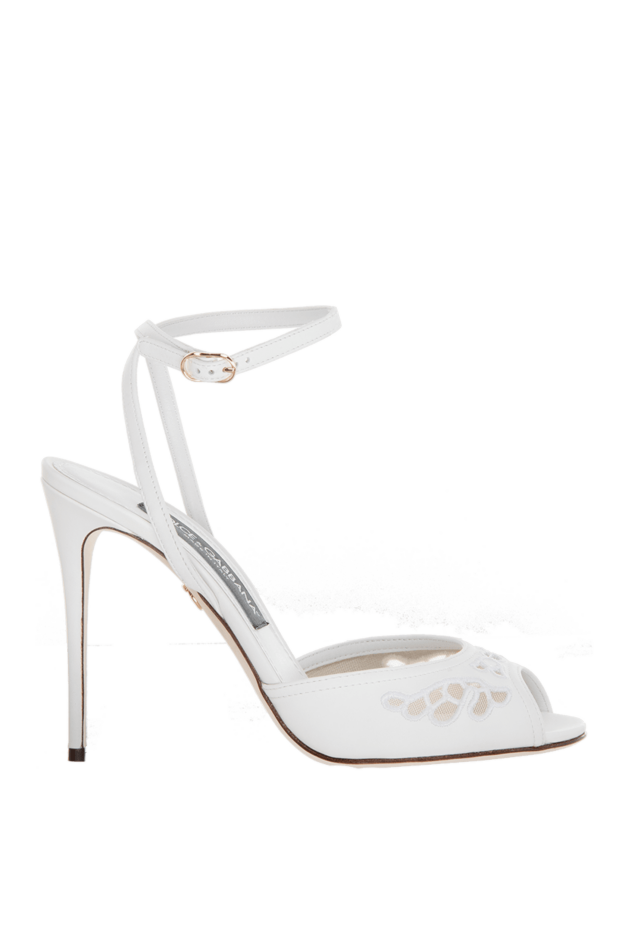 Dolce & Gabbana ағылшын оюы бар әйелдер ақ былғары сандалдар 169470 - фото 1